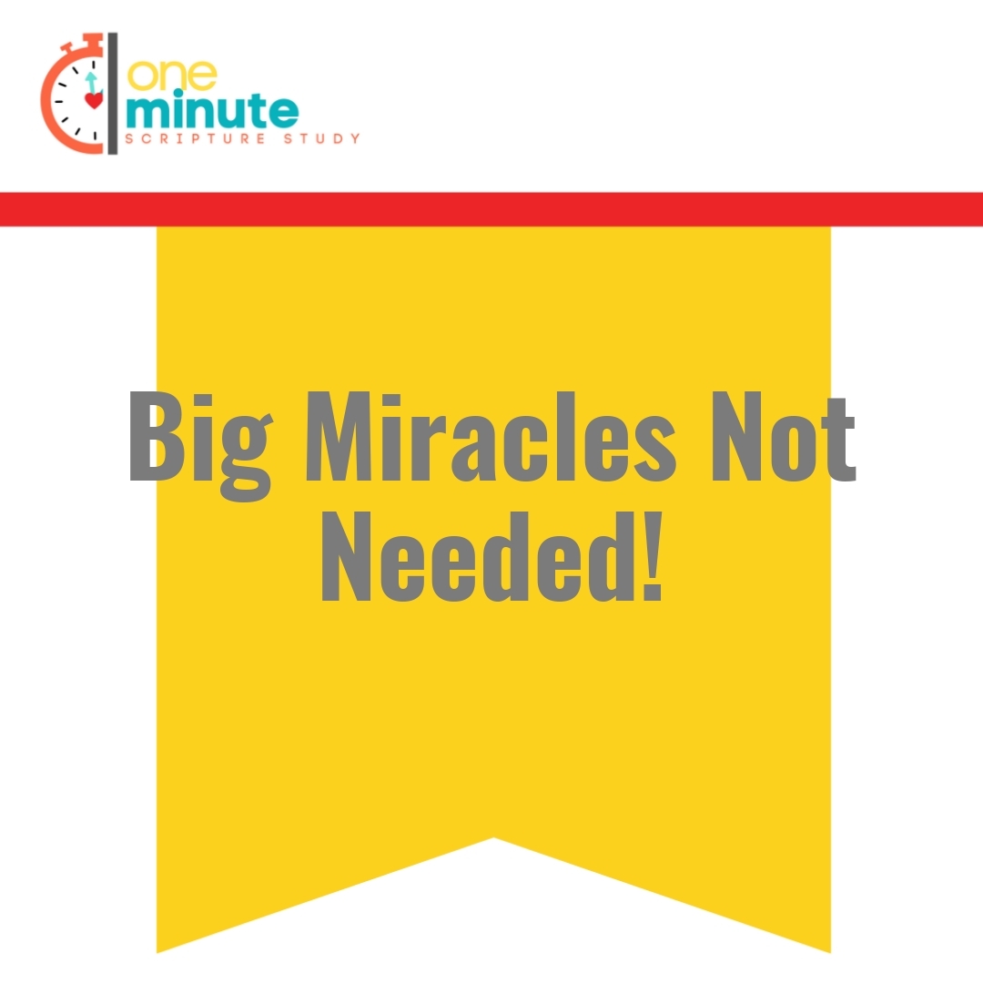 Read more about the article Big Miracles Not Needed!